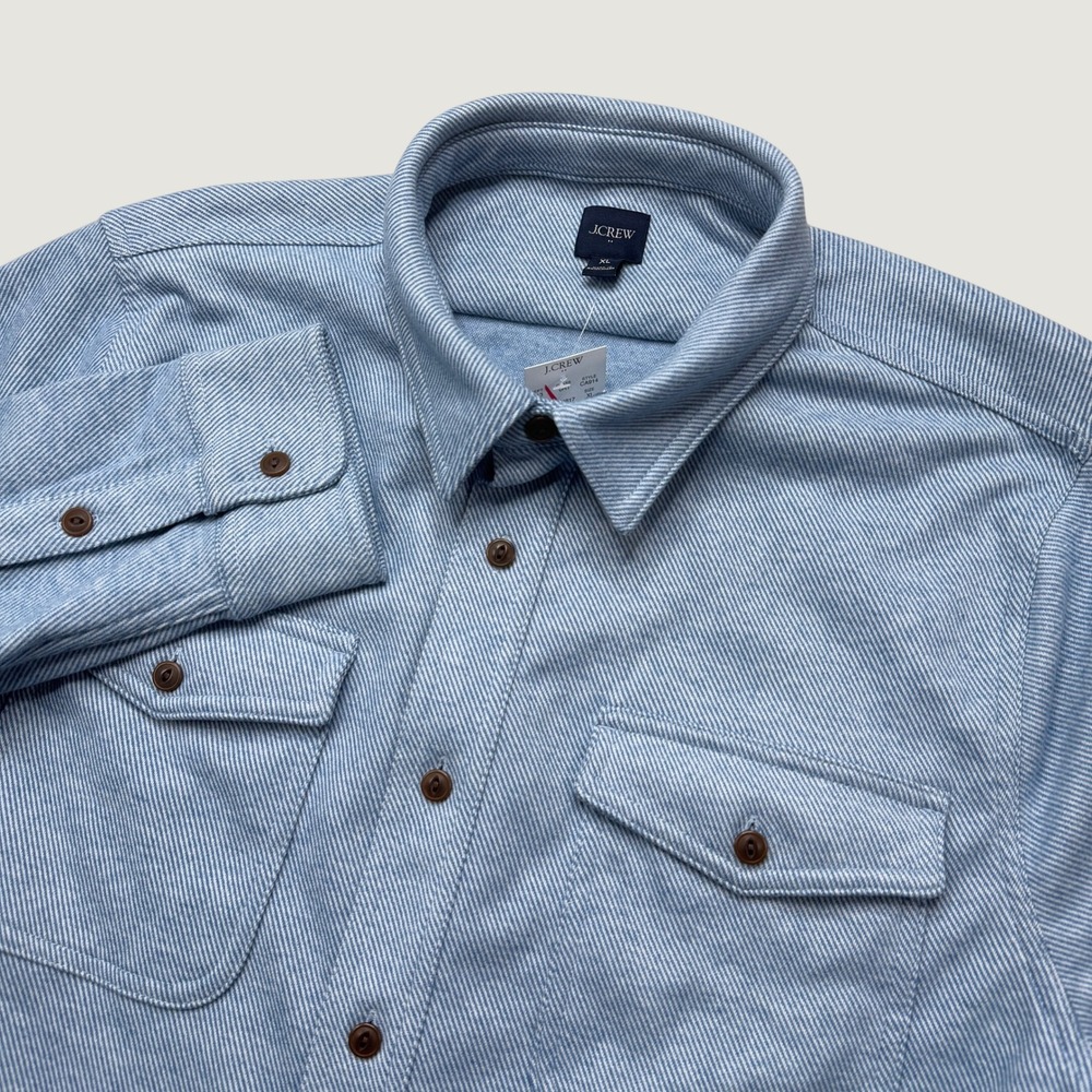 NEW J.Crew Men XL Shirt Jacket Blue CA914 Brushed Twill Double Pocket Work Shirt
